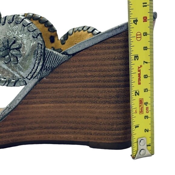 JACK ROGERS Luccia Slide Sandals‎ Silver Grey Metallic Women's Size 10M Wedges - Picture 12 of 13